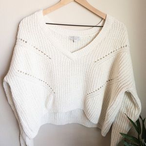 Warm & Cozy Lifestyle  White Cropped Sweater